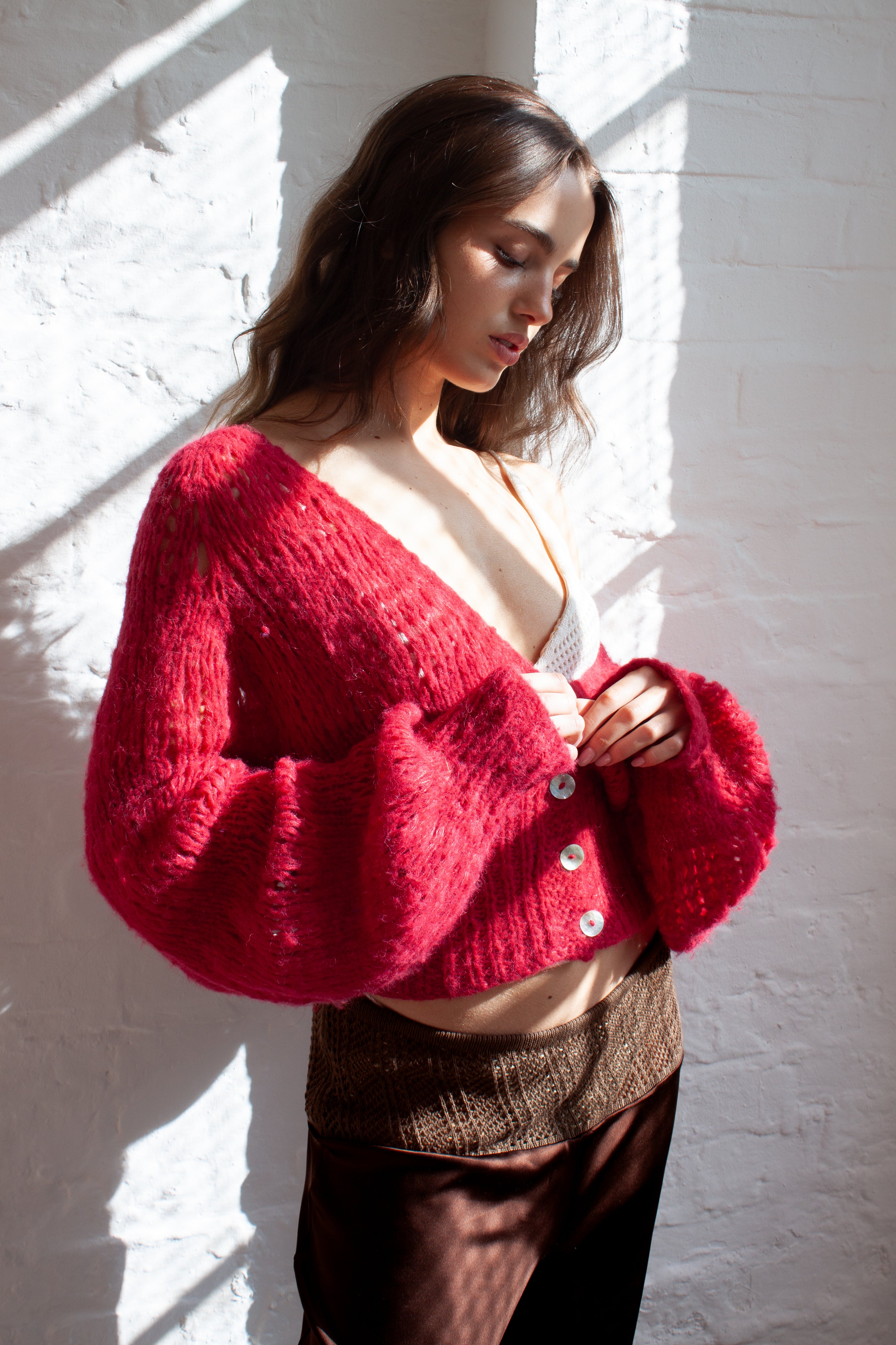 Nuvola Cardigan in Ruby Red