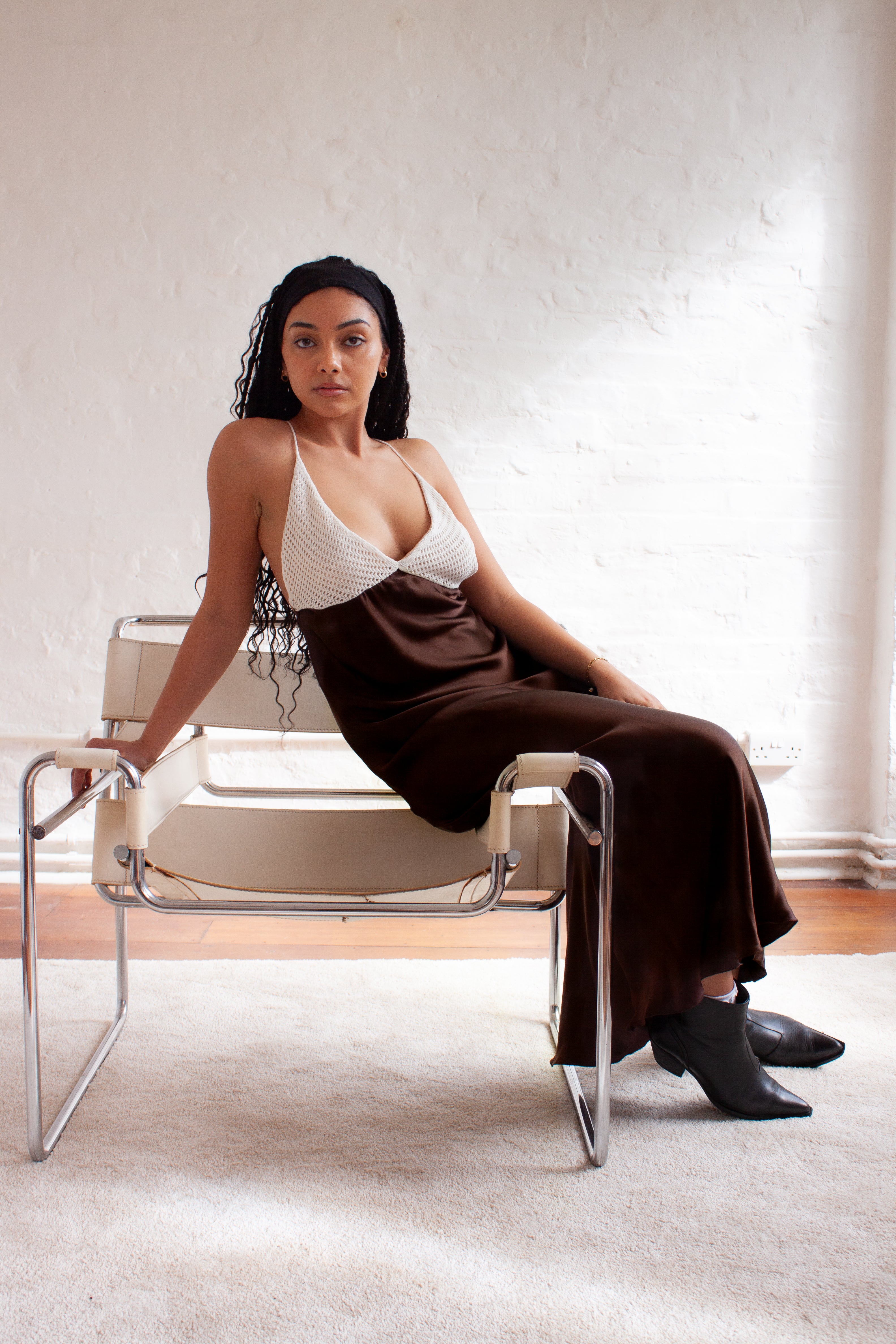 Gio Maxi Slip Dress in Chocolate