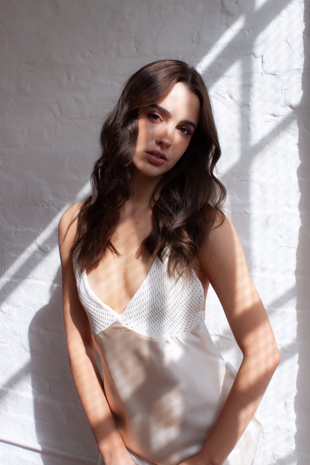 Gio Maxi Slip Dress in Cream