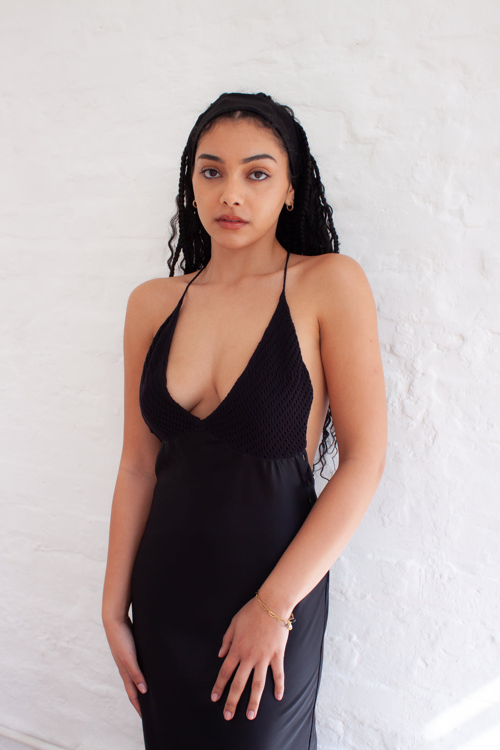 Gio Maxi Slip Dress in Black