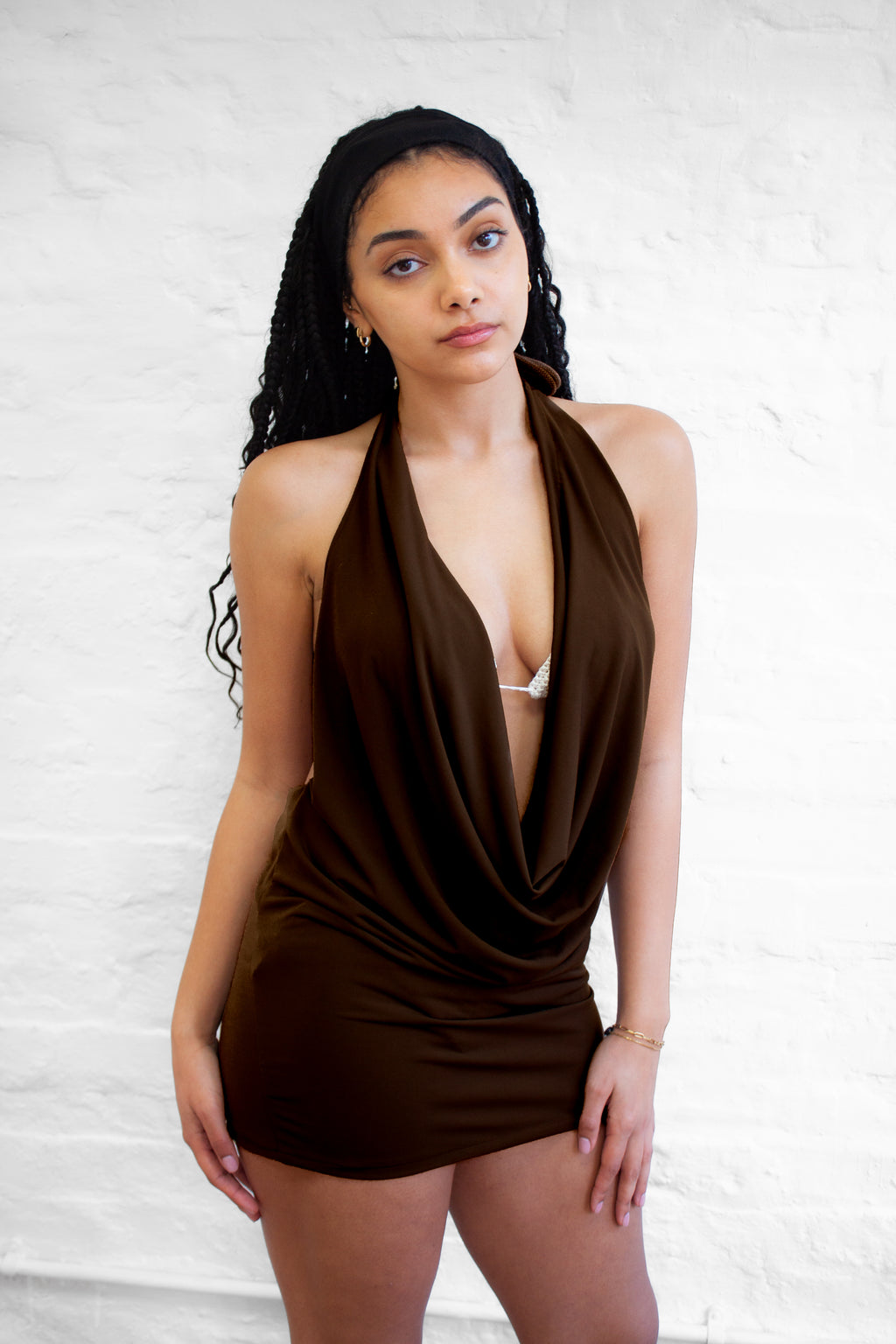 Kazia Mini Dress in Chocolate