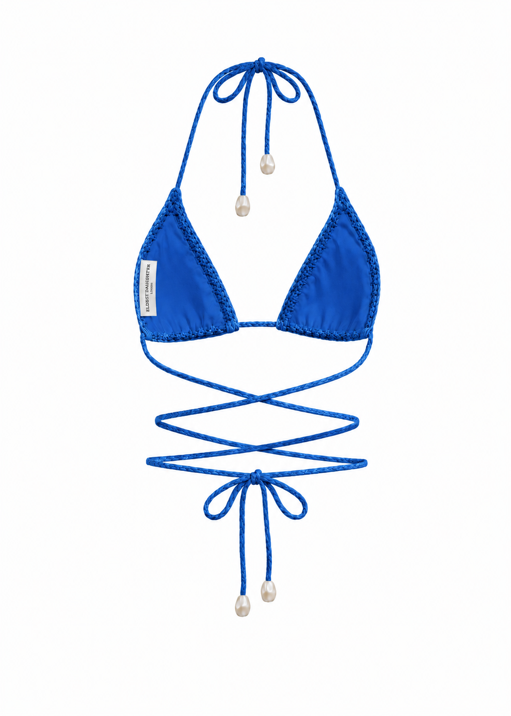 Triangle Crochet Bikini Top in Cobalt Blue