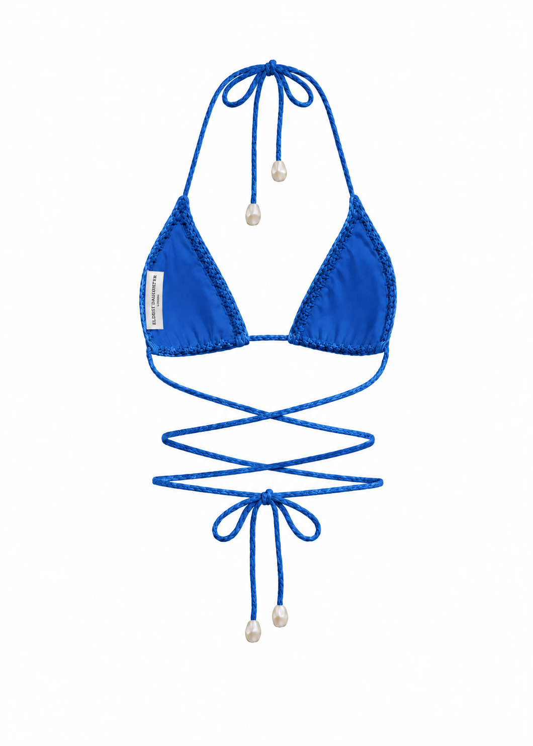 Triangle Crochet Bikini Top in Cobalt Blue