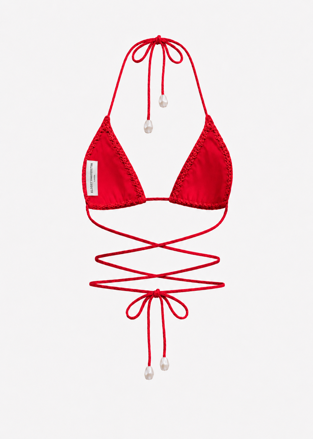 Triangle Crochet Bikini Top in Red