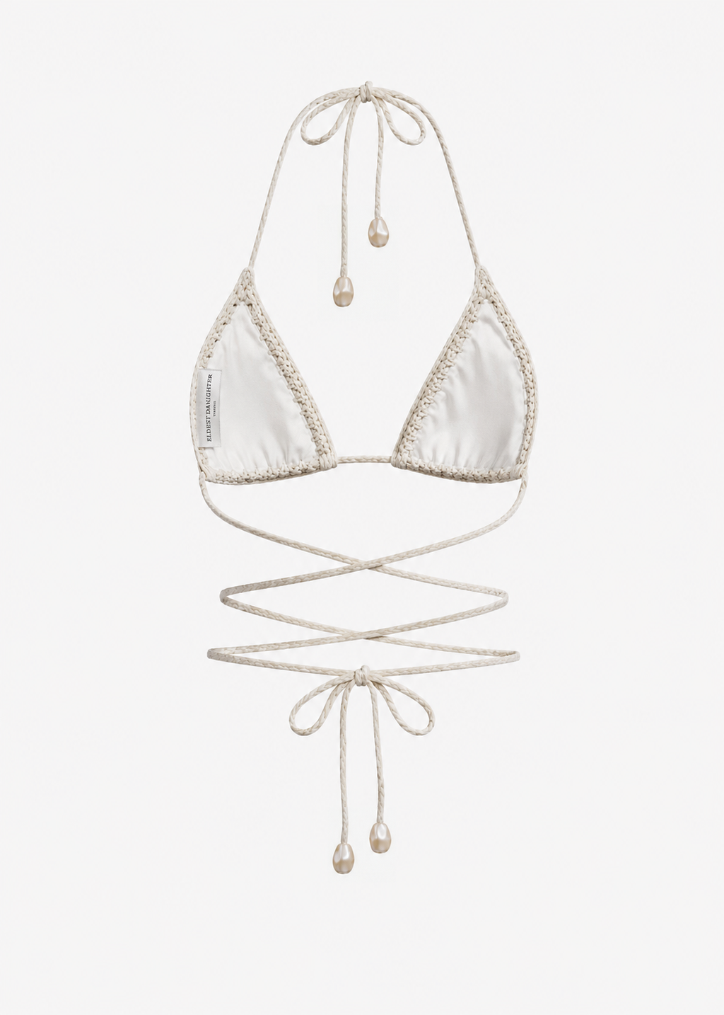 Triangle Crochet Bikini Top in Cream