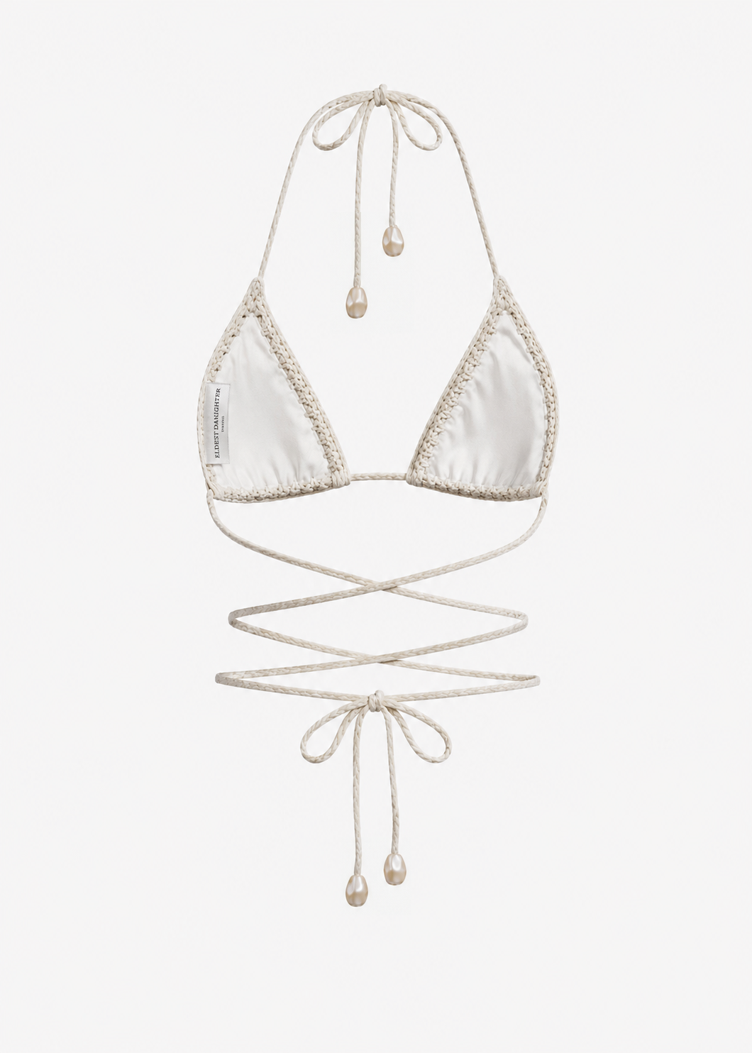 Triangle Crochet Bikini Top in Cream