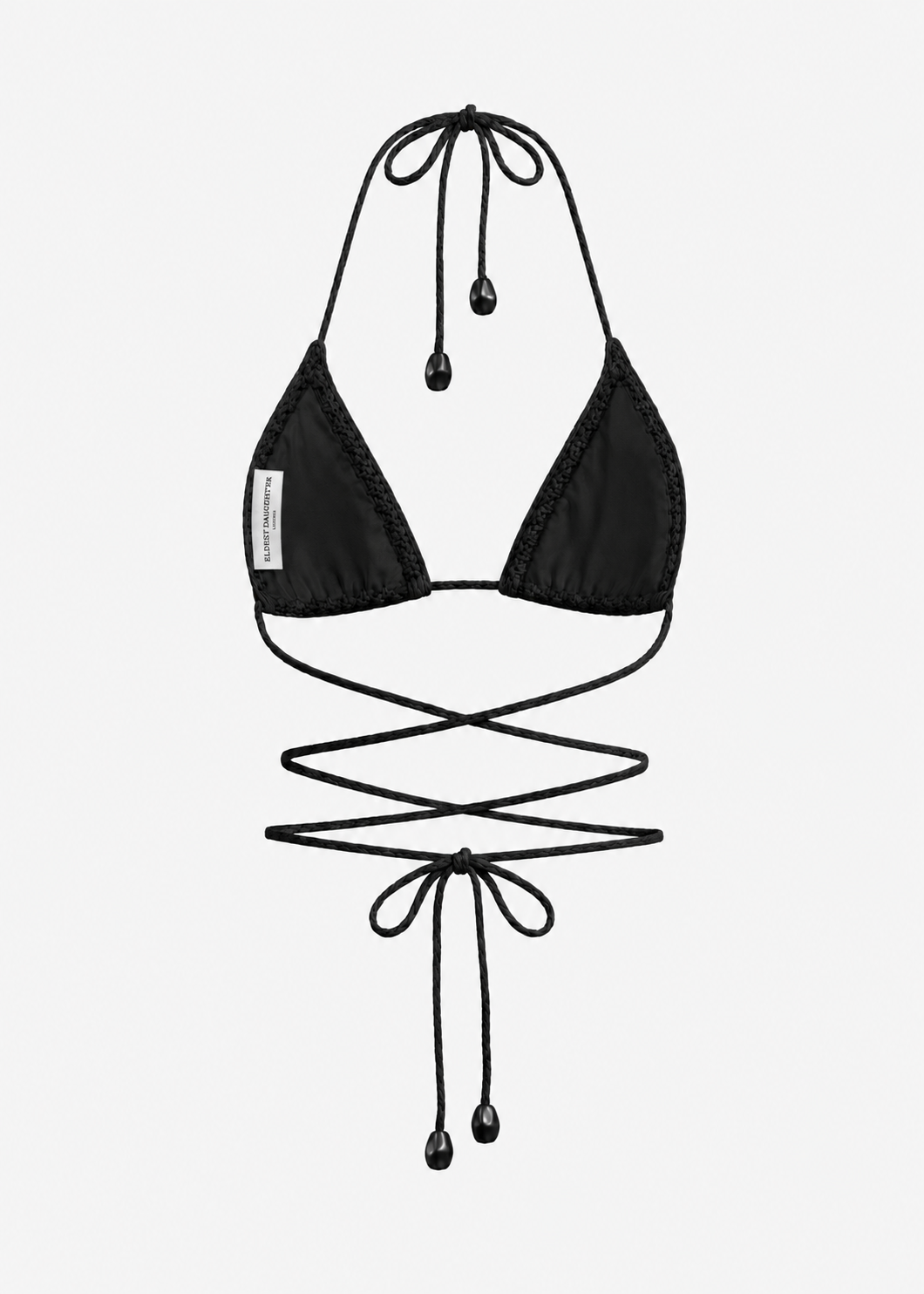 Triangle Crochet Bikini Top in Black
