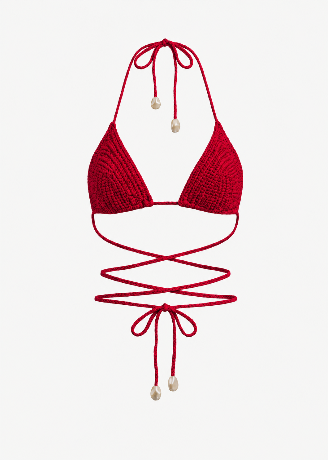Triangle Crochet Bikini Top in Red