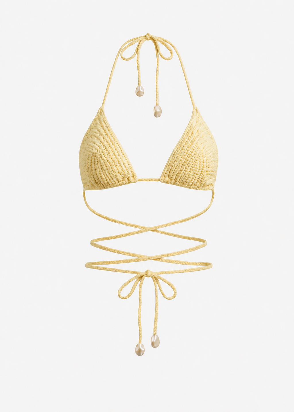 Triangle Crochet Bikini Top in Butter Yellow