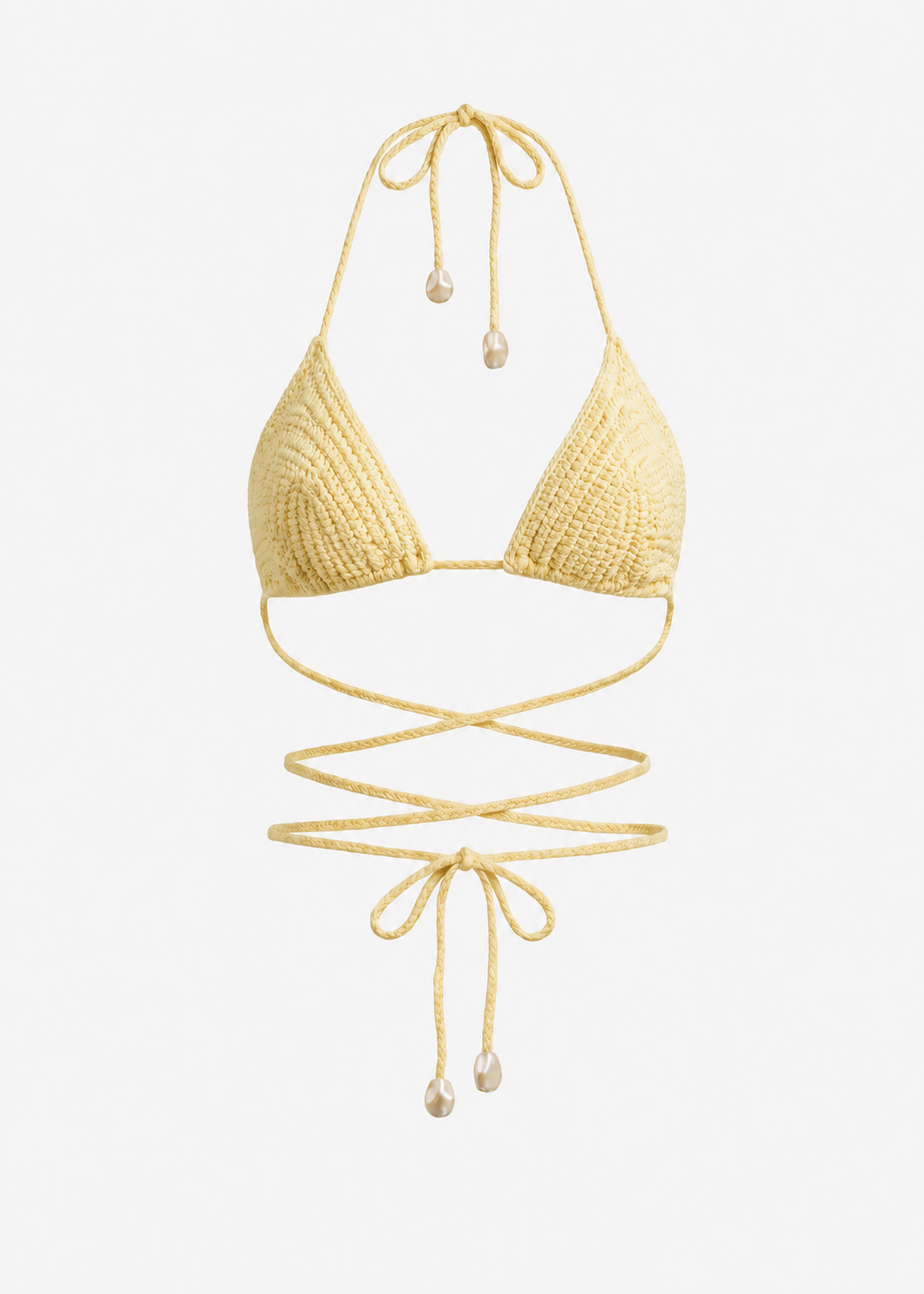 Triangle Crochet Bikini Top in Butter Yellow