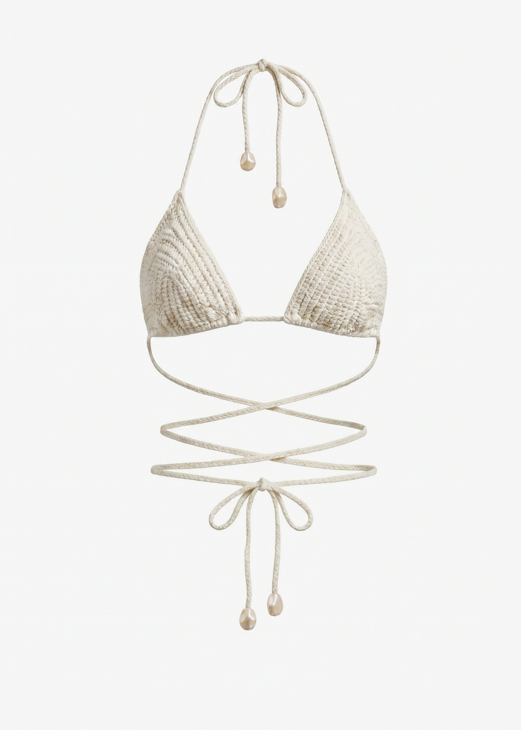 Triangle Crochet Bikini Top in Cream