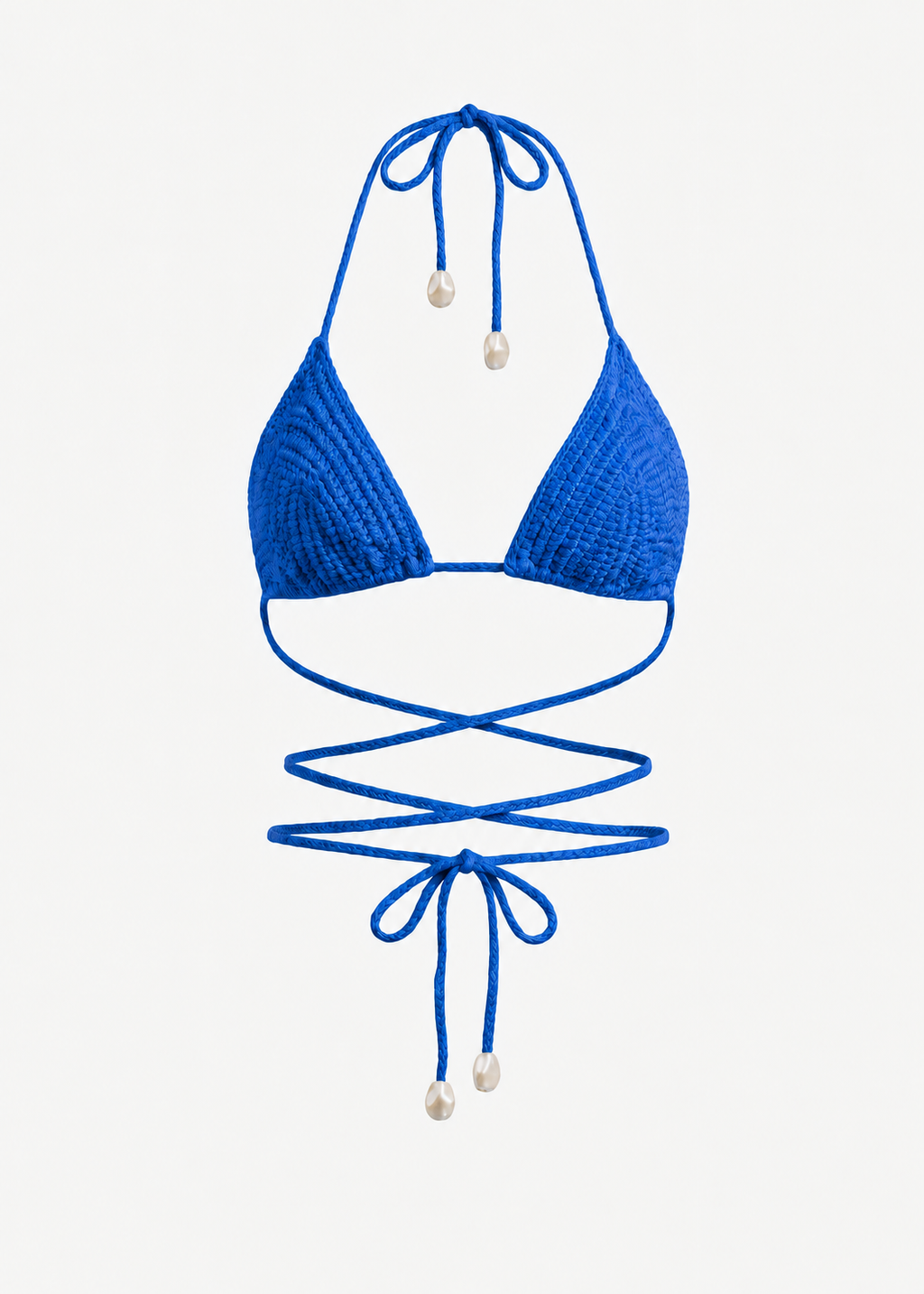 Triangle Crochet Bikini Top in Cobalt Blue