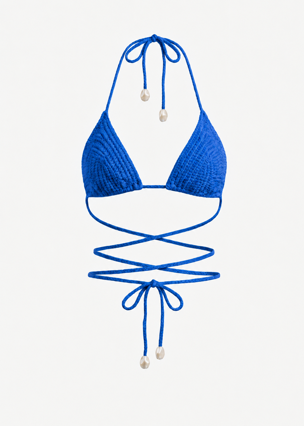 Triangle Crochet Bikini Top in Cobalt Blue