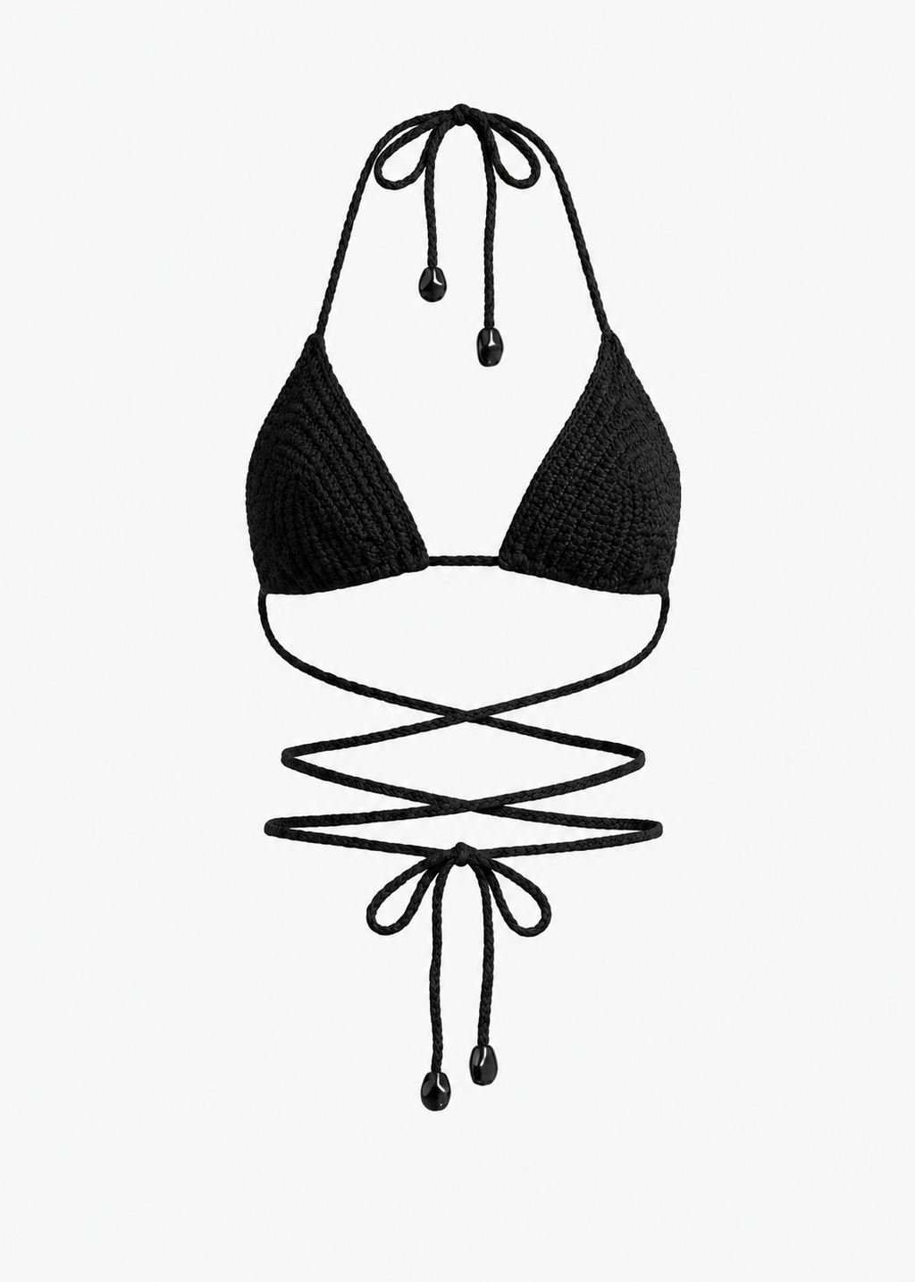Triangle Crochet Bikini Top in Black