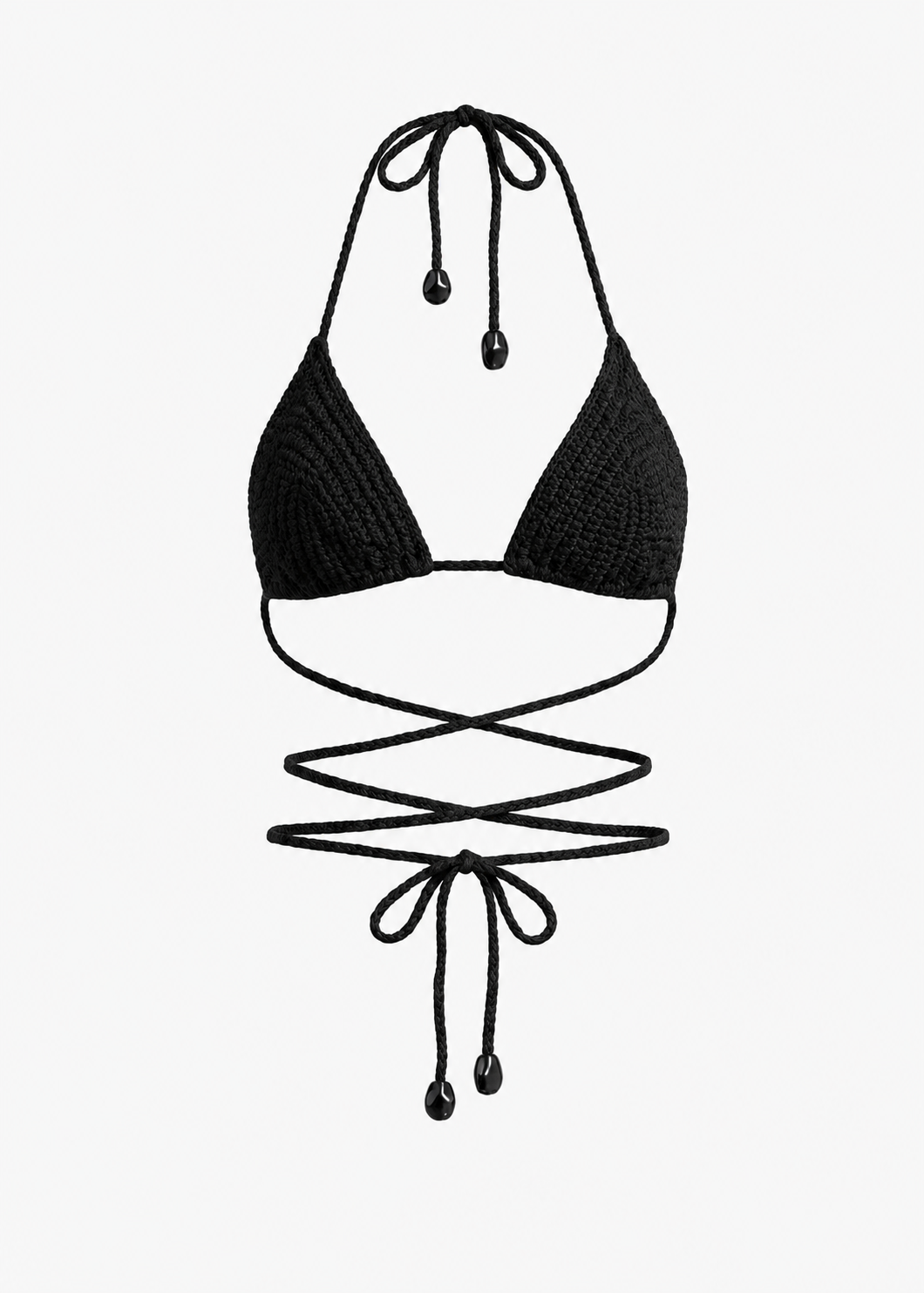 Triangle Crochet Bikini Top in Black