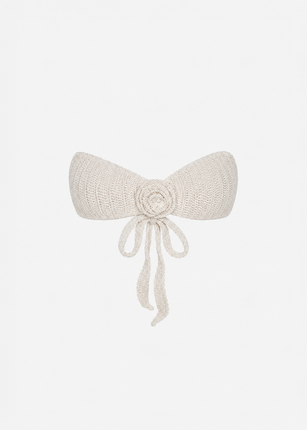 Rose Bandeau Crochet Bikini Top in Cream