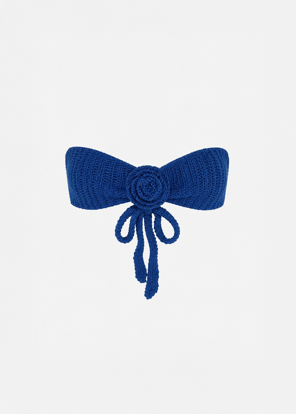 Rose Bandeau Crochet Bikini Top in Cobalt Blue