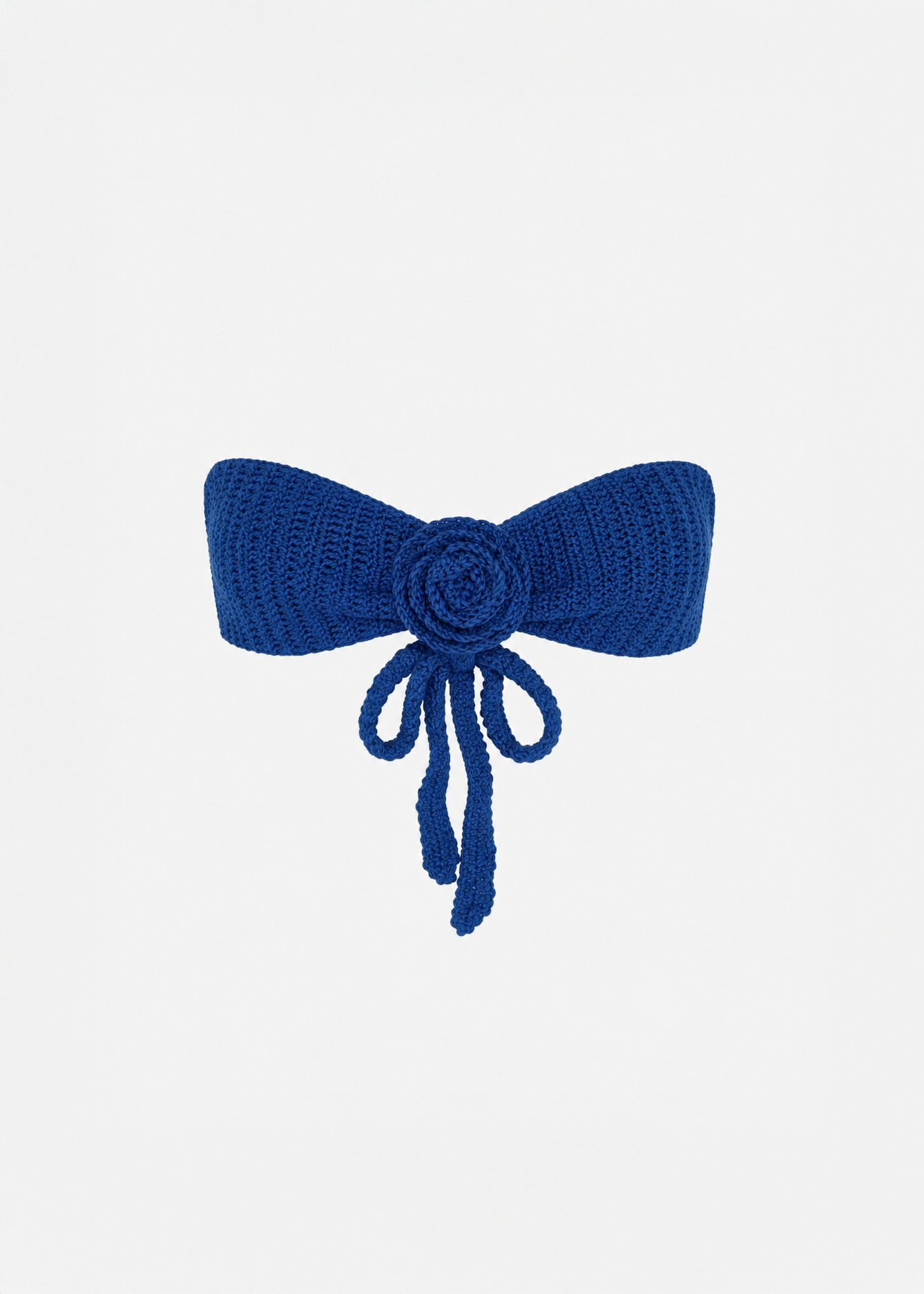 Rose Bandeau Crochet Bikini Top in Cobalt Blue