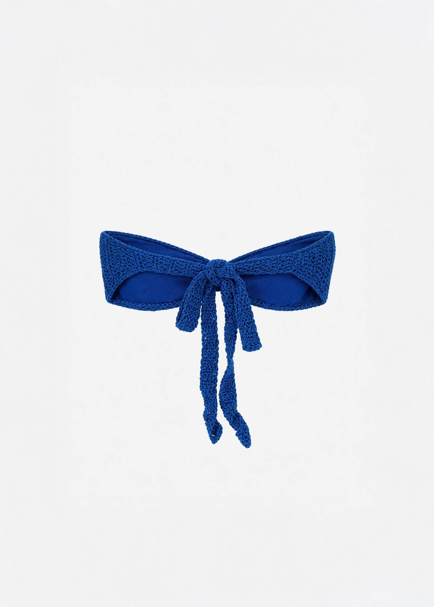 Rose Bandeau Crochet Bikini Top in Cobalt Blue