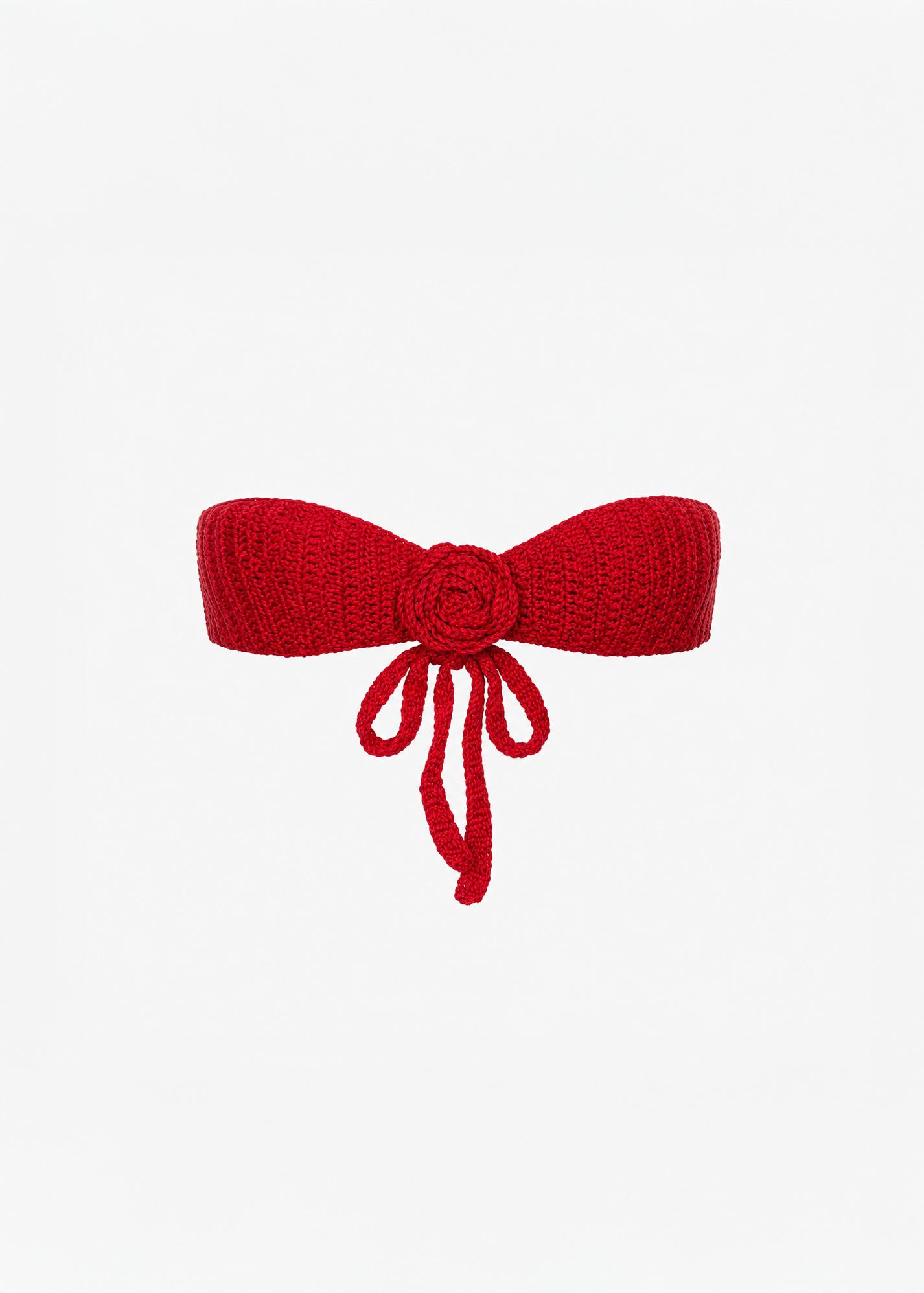 Rose Bandeau Crochet Bikini Top in Red