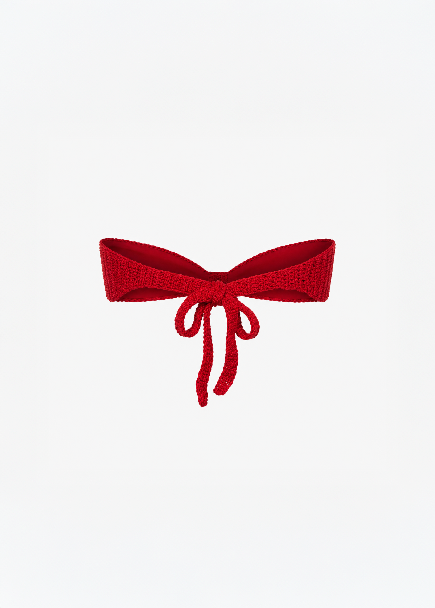 Rose Bandeau Crochet Bikini Top in Red